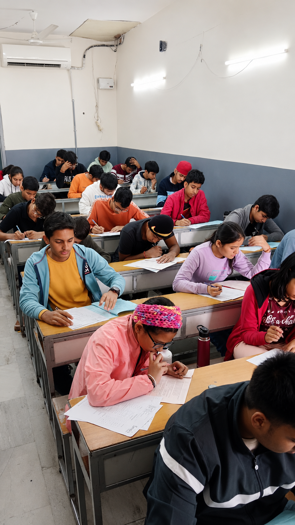 Students taking a supervised test at Genesis